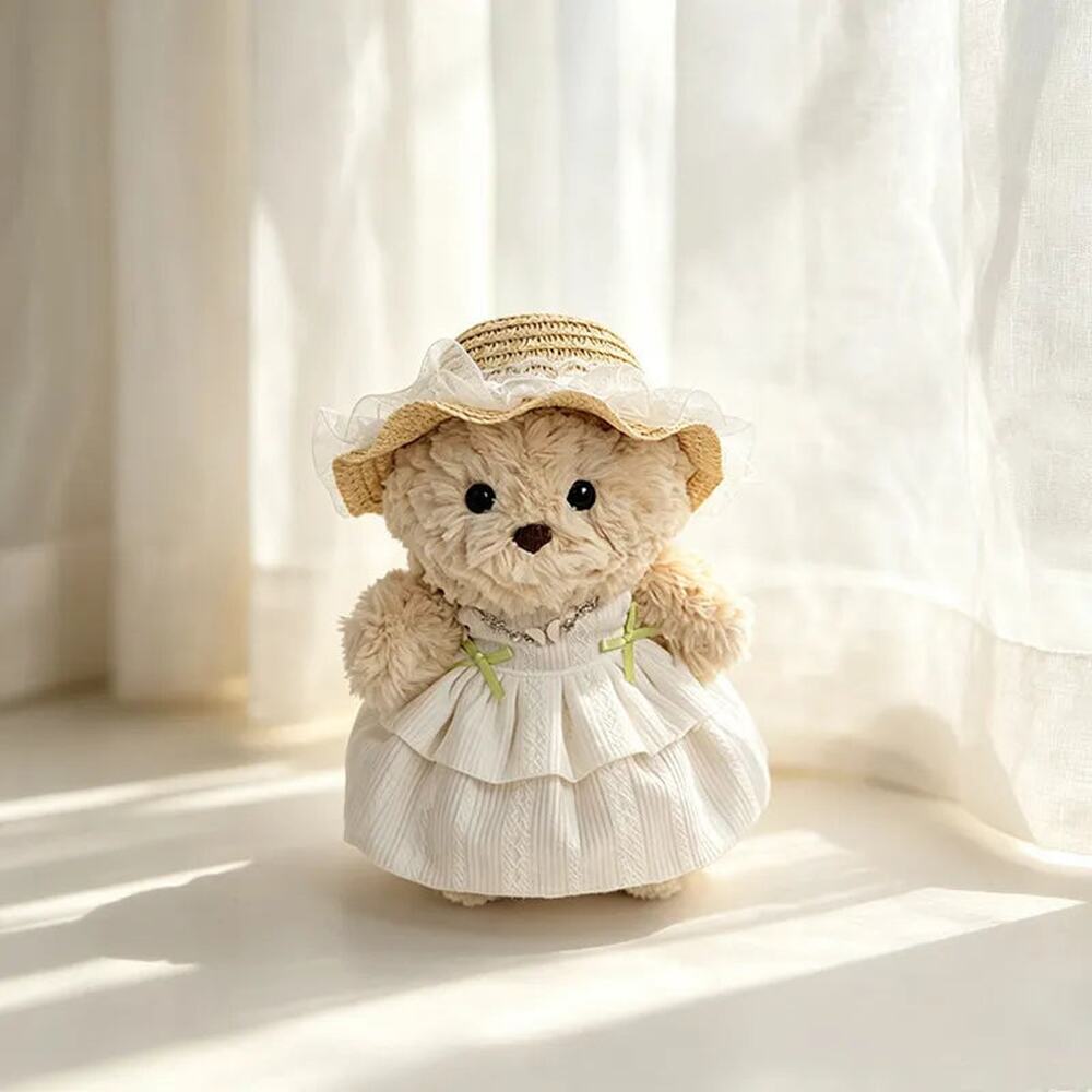 White Dress with Green Bow for Bartholomew Bear Plush – Variant 1 [JC-JNR-16]